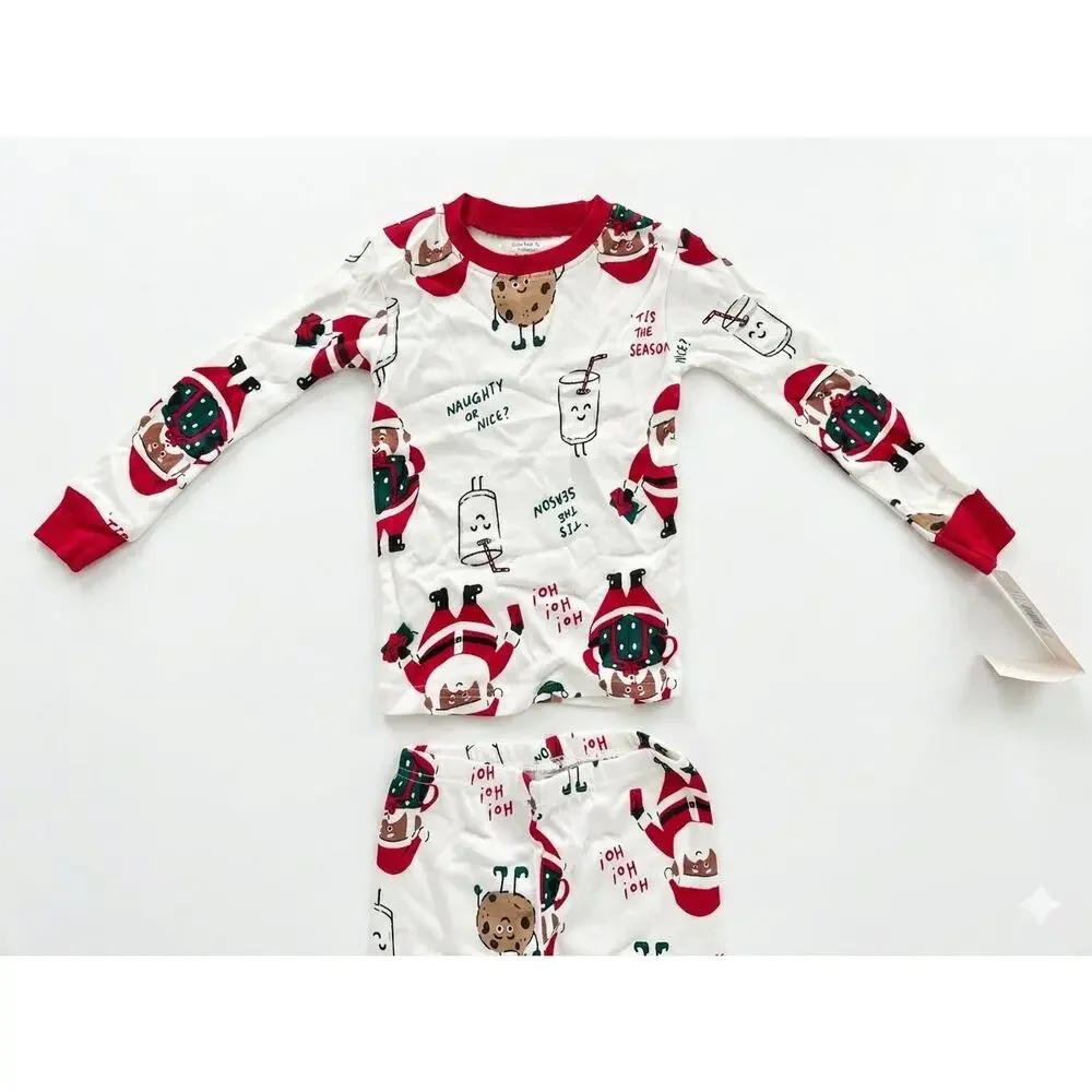 NEW! 3T Carter's Toddler Christmas Santa Milk & Cookies Cotton 2PC Pajamas White